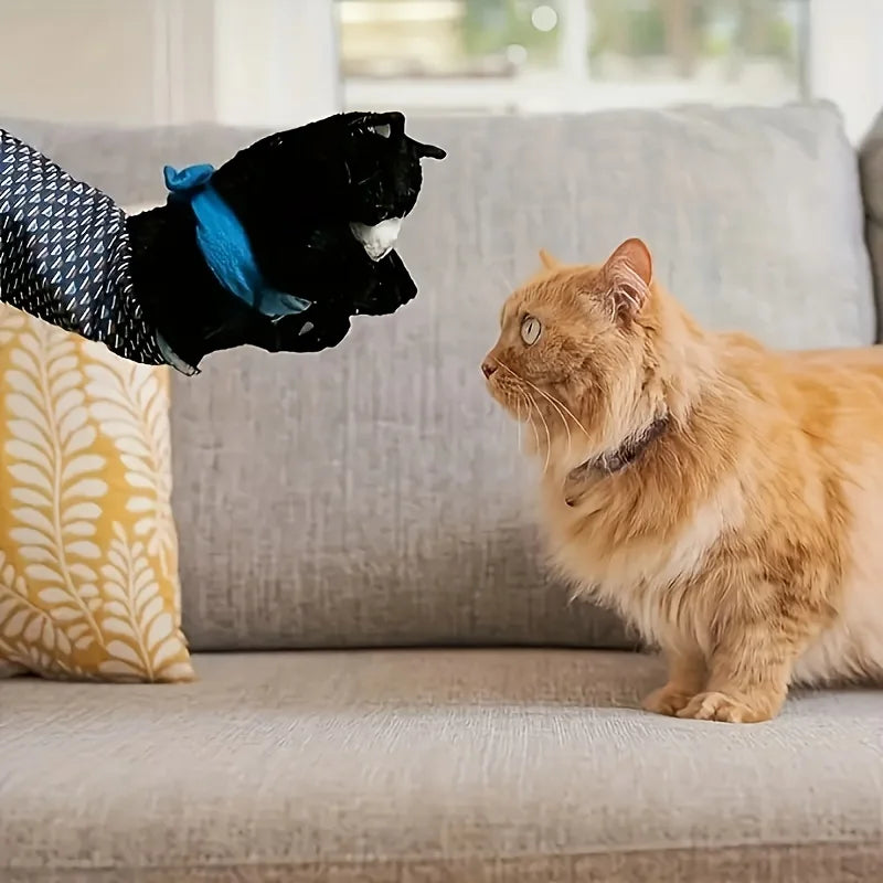 Interactive Cat Puppet Toy - Durable Plush Hand Wrestling Toy with Tough Padding | Safe Play for Mental Stimulation & Bonding