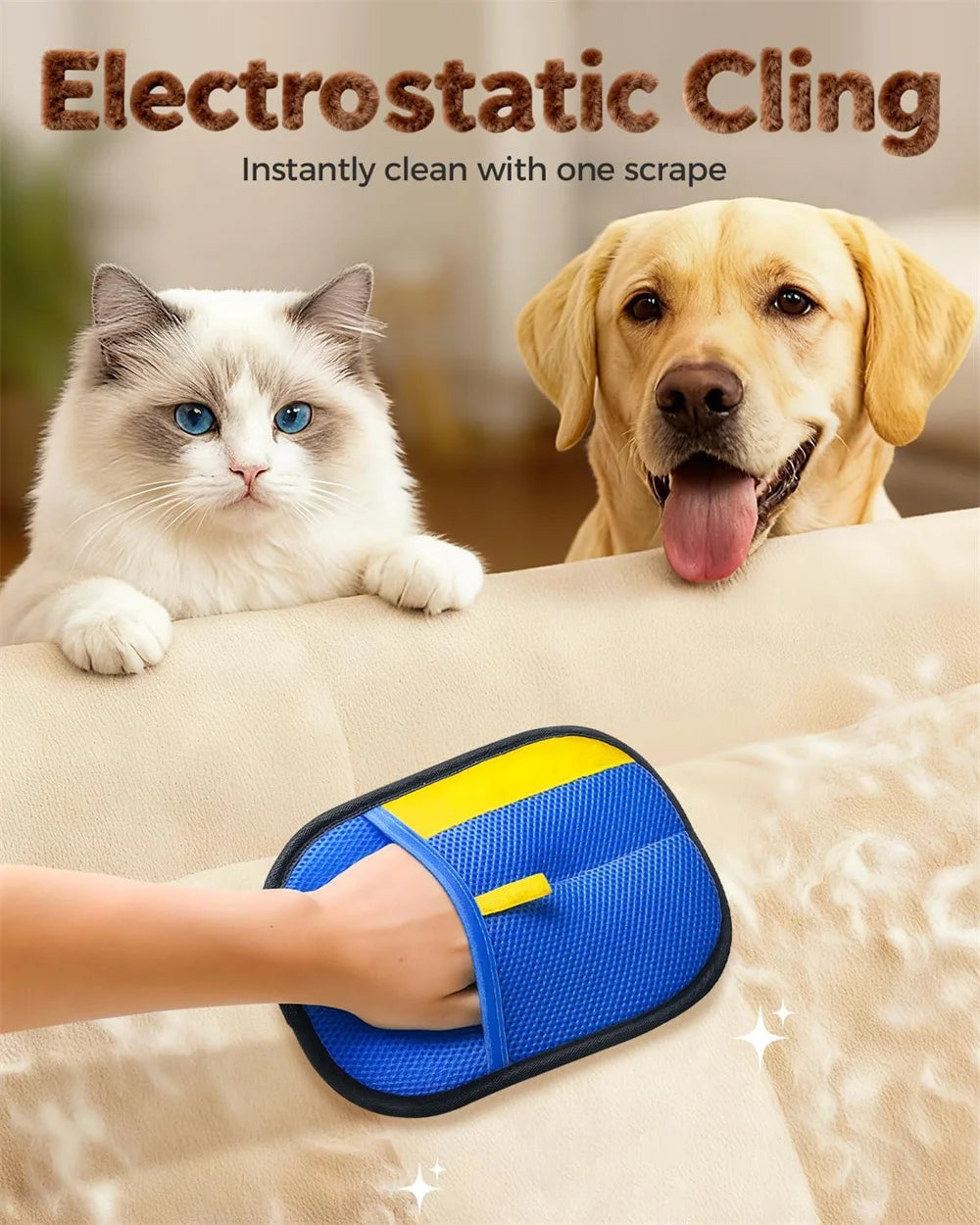 2pcs Pet Hair Remover Mitt Pet Hair Remover Gloves Deshedding Brush Glove for Dog Cat Rabbit with Long/Short Cortinas y Alfombra