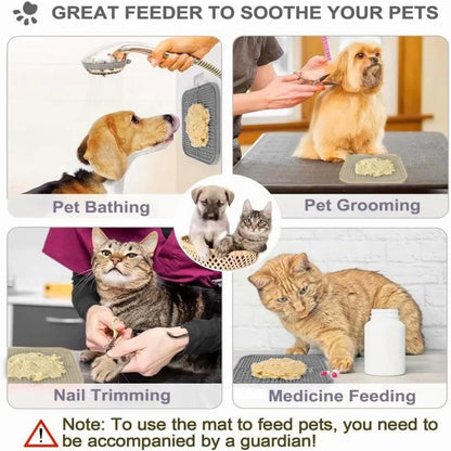 Silicone Dog Lick Mat Anti-Slip Sucker Slow Food Plate Pet Bath Distraction Feeder Mat Reusable Dog Training Feeding Supplies
