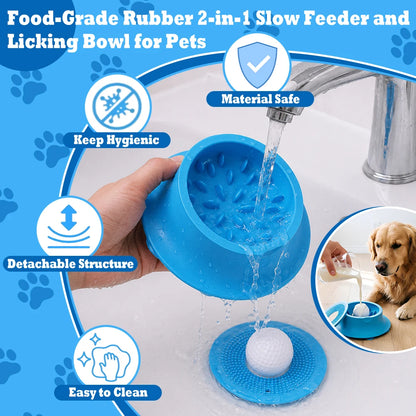 3/4 Cup Silicone Dog Lick Mat Slow Feeder Bowl Strong Suction Anti Choking Pet Feeding Dish for Small Puppies
