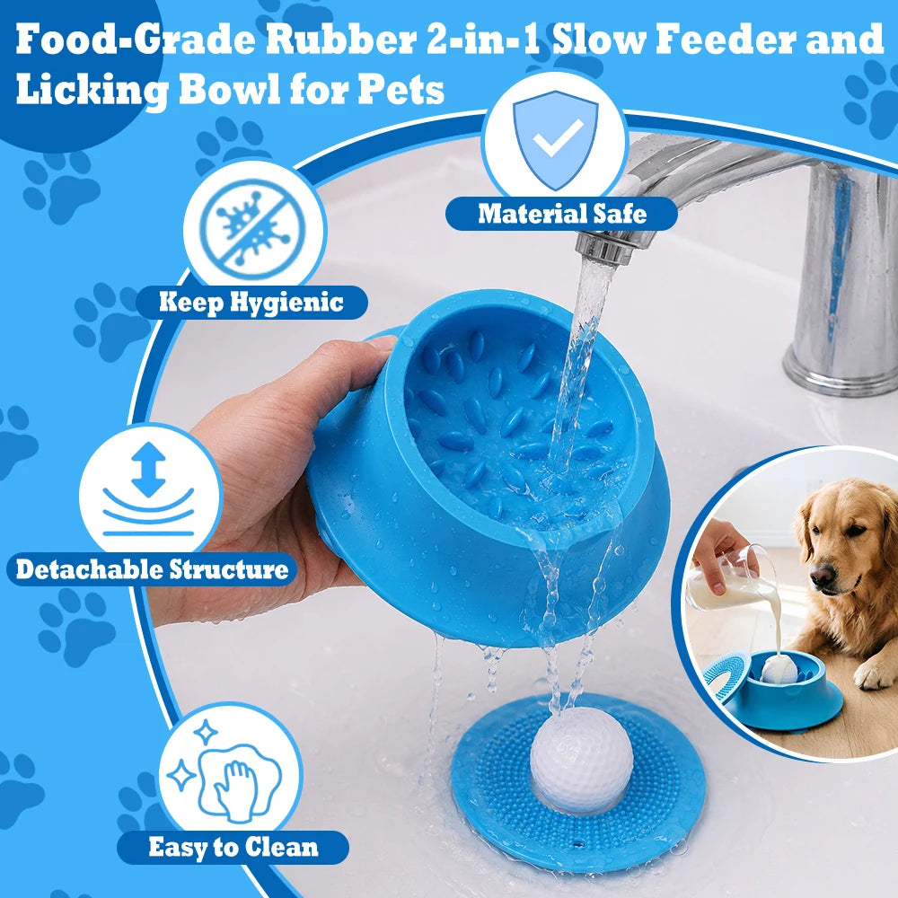 3/4 Cup Silicone Dog Lick Mat Slow Feeder Bowl Strong Suction Anti Choking Pet Feeding Dish for Small Puppies