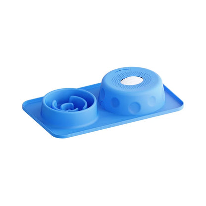 Dog Cat Lick Mat Slow Feeder Bowl Anti Choking Silicone Pet Food Bowl Non Slip Puzzle Feeding Dish Double Use Training Bowl Set
