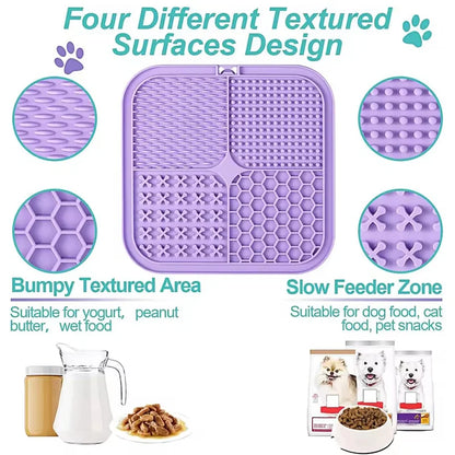 Silicone Pet Lick Mat Slow Food Pad With Suction Cups Anti Choking Dog Feeding Mat Distraction Bath Training Cat Feeder Supplies