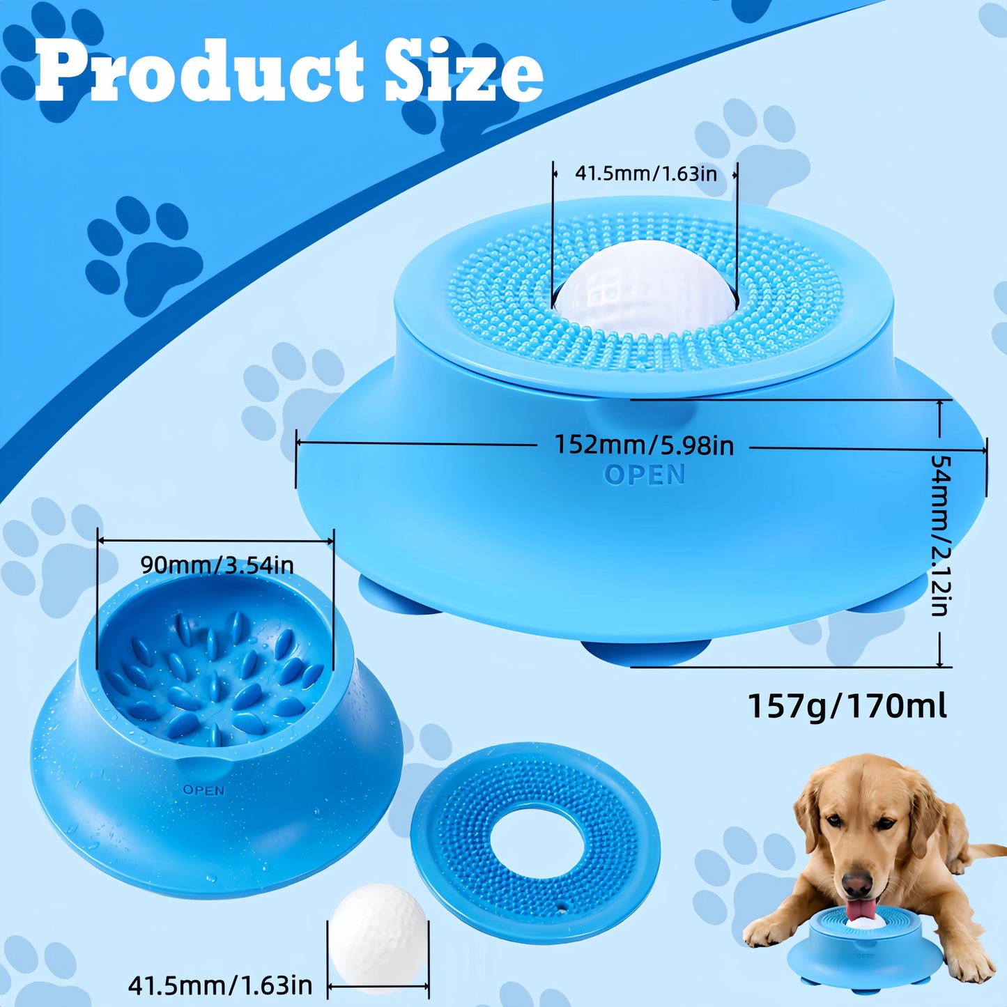 3/4 Cup Silicone Dog Lick Mat Slow Feeder Bowl Strong Suction Anti Choking Pet Feeding Dish for Small Puppies