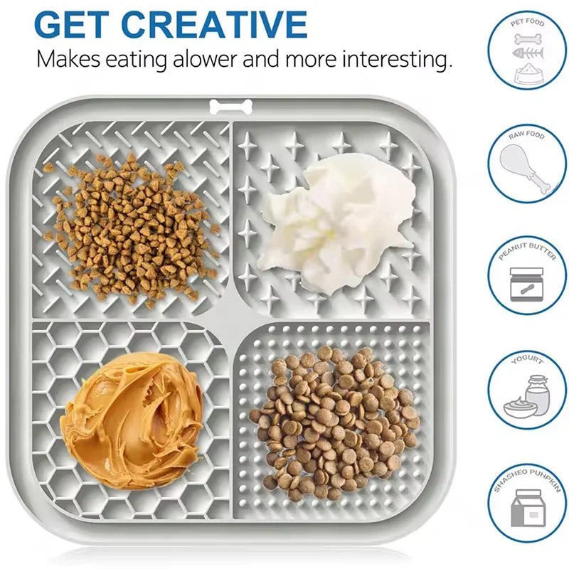 Silicone Pet Lick Mat Slow Food Pad With Suction Cups Anti Choking Dog Feeding Mat Distraction Bath Training Cat Feeder Supplies