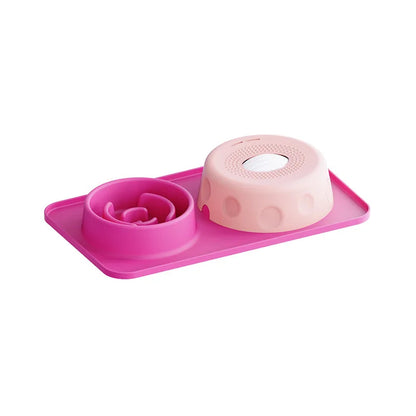 Dog Cat Lick Mat Slow Feeder Bowl Anti Choking Silicone Pet Food Bowl Non Slip Puzzle Feeding Dish Double Use Training Bowl Set