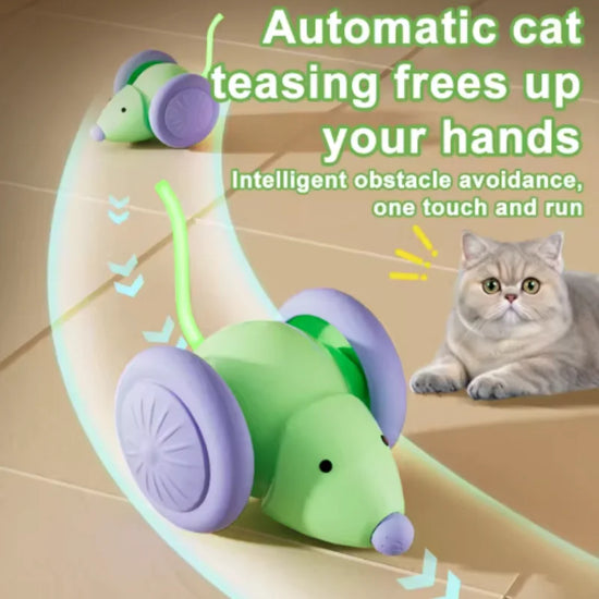 Electric Mouse Car Interactive Cat Toy Rechargeable Automatic Intelligent Obstacle Avoidance Kitten Plaything for Cats