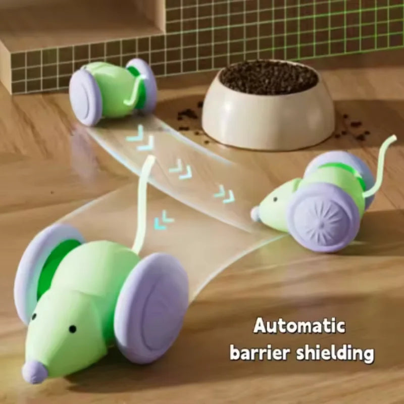 Electric Mouse Car Interactive Cat Toy Rechargeable Automatic Intelligent Obstacle Avoidance Kitten Plaything for Cats