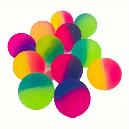 10pcs Colorful Rubber Balls, 25mm High-Bounce Interactive Cat Toy Balls - Vibrant Rainbow Design JXB
