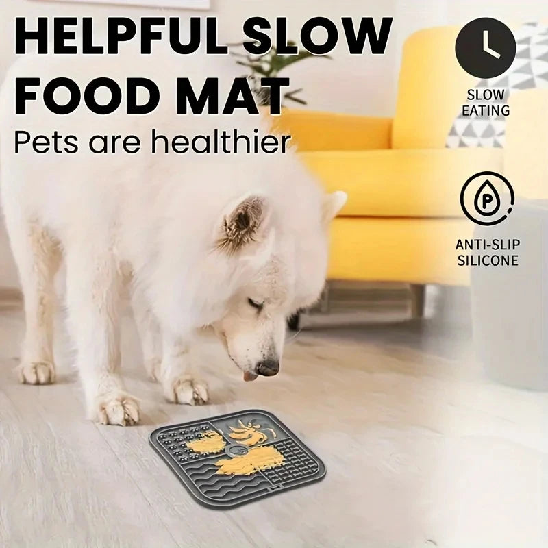 Silicone Dog Licking Mat Bath Peanut Butter Slow Eating Licking Feeder Cat Lickmat Feeding Dog Lick Mat Dog Feeder Pet Supplies