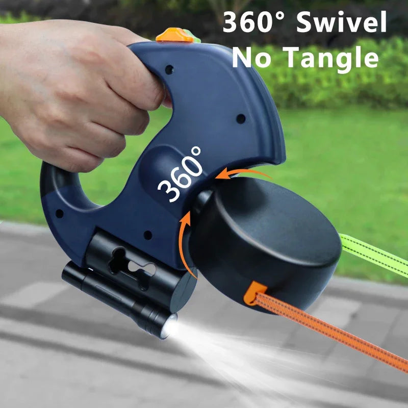Auto Retractable Double-Ended Dog Leash 3m with LED Flashlight Waste Bag Box Roulette 360 Degree Dual Traction Rope Pet Supplies
