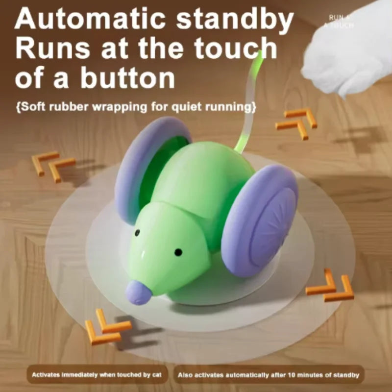 Electric Mouse Car Interactive Cat Toy Rechargeable Automatic Intelligent Obstacle Avoidance Kitten Plaything for Cats