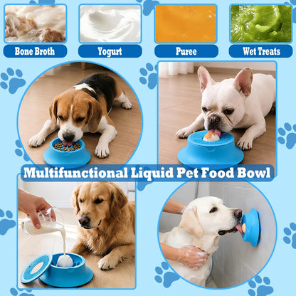 3/4 Cup Silicone Dog Lick Mat Slow Feeder Bowl Strong Suction Anti Choking Pet Feeding Dish for Small Puppies