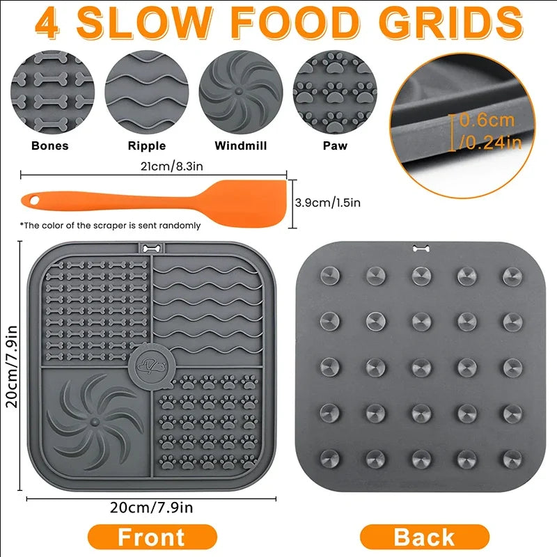 Silicone Dog Licking Mat Bath Peanut Butter Slow Eating Licking Feeder Cat Lickmat Feeding Dog Lick Mat Dog Feeder Pet Supplies