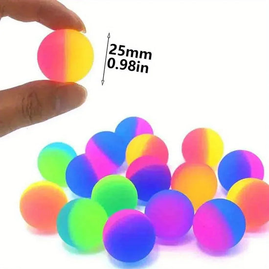 10pcs Colorful Rubber Balls, 25mm High-Bounce Interactive Cat Toy Balls - Vibrant Rainbow Design JXB