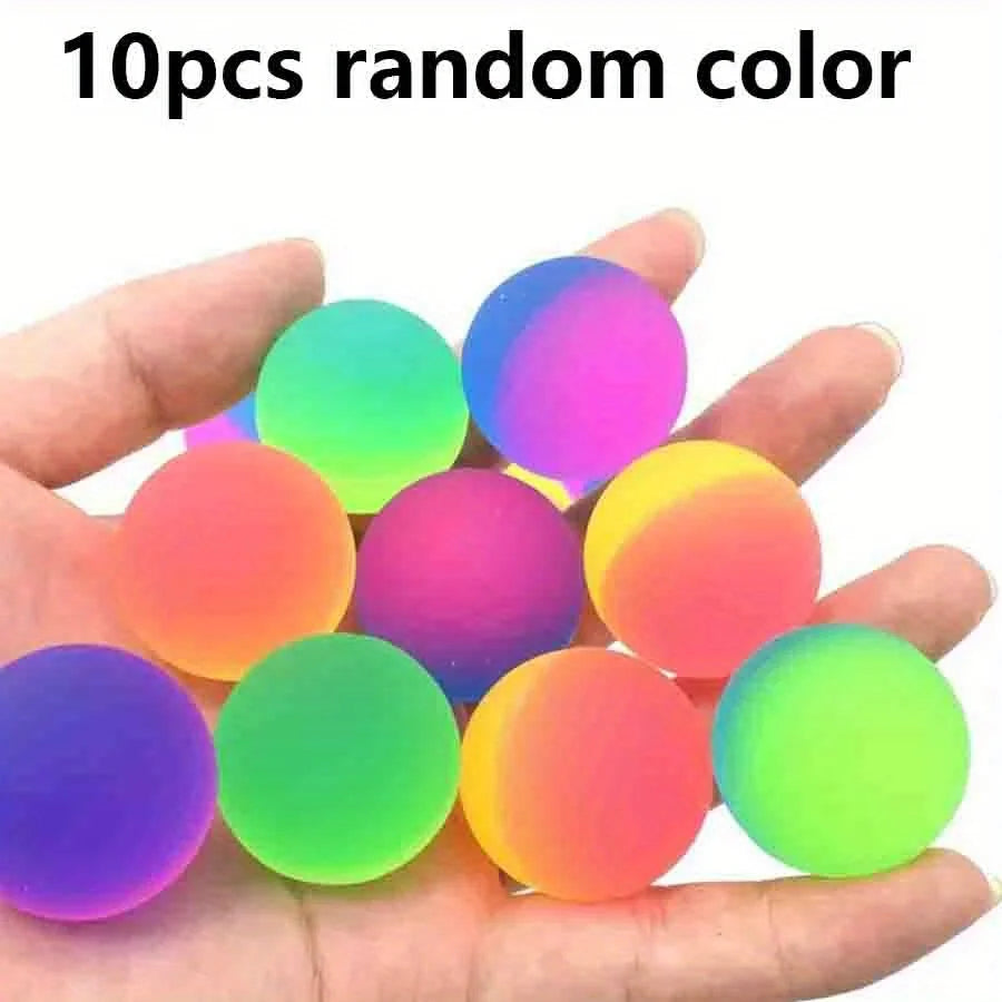 10pcs Colorful Rubber Balls, 25mm High-Bounce Interactive Cat Toy Balls - Vibrant Rainbow Design JXB