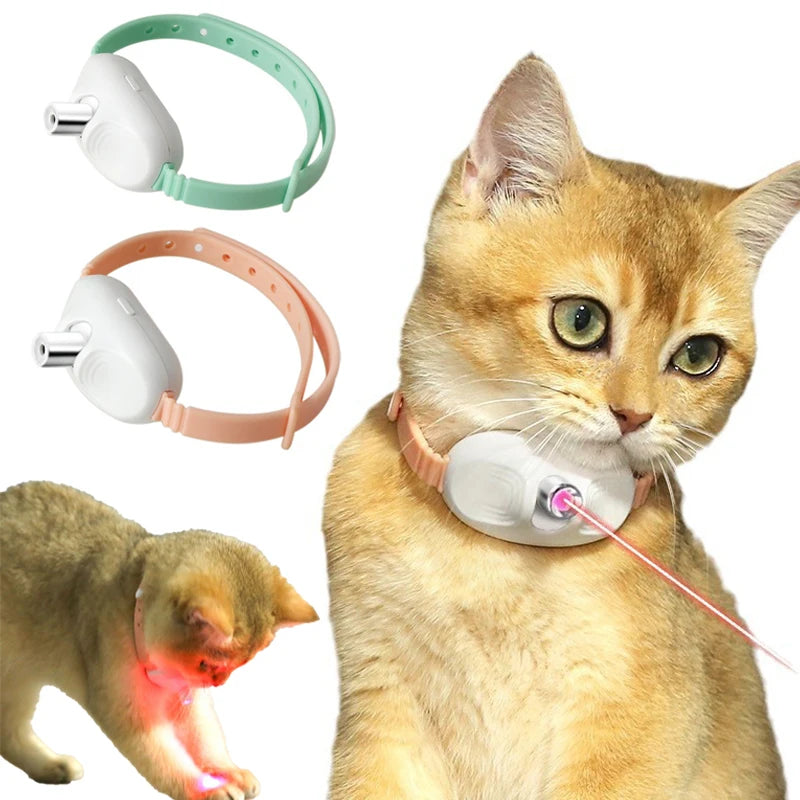 Smart Laser Cat-Teasing Collar Laser Rechargeable Auto Infrared Interactive Pet Kitten Toys for Relieve Anxiety Pet Supplies